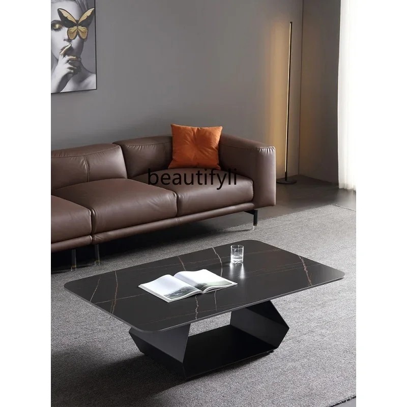 

LHY26 ss yj Итальянский минималистичный журнальный столик с каменной тарелкой, скандинавский мраморный шиферный журнальный столик, легкая роскошная мебель