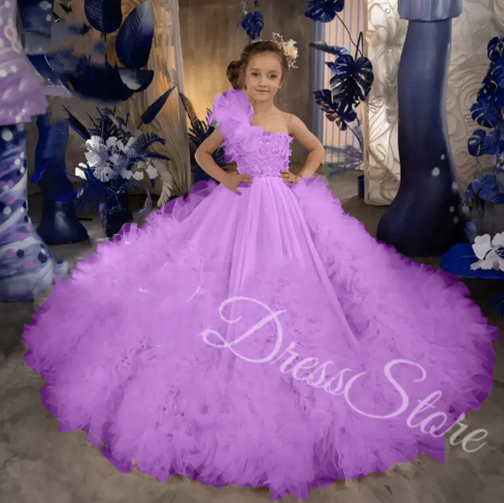 Customized Yellow Flower Girl Dresses For Wedding Layered Puffy Floor Length Elegant Birthday Party First Communion Ball Gown