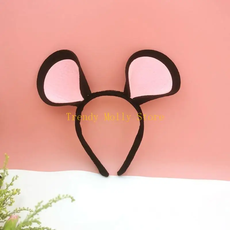 N5KB Cartoon Animal Ear Hairband Roleplay Costume Hairhoop New Year Party Props Lovely Headpiece Makeup Hairband Accessories