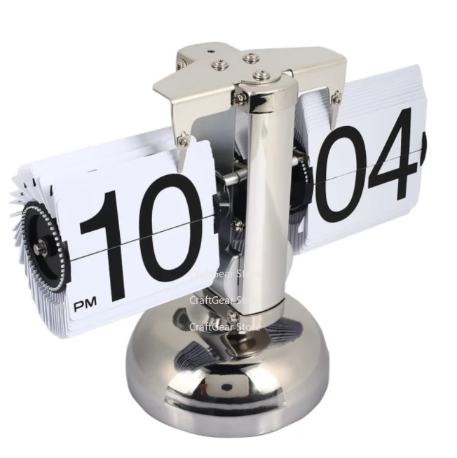 Popular Modern Balanced Shape Automatic Flip Clock Living Room Quartz Movement Clock Metal Crafts Home Decoration Gifts