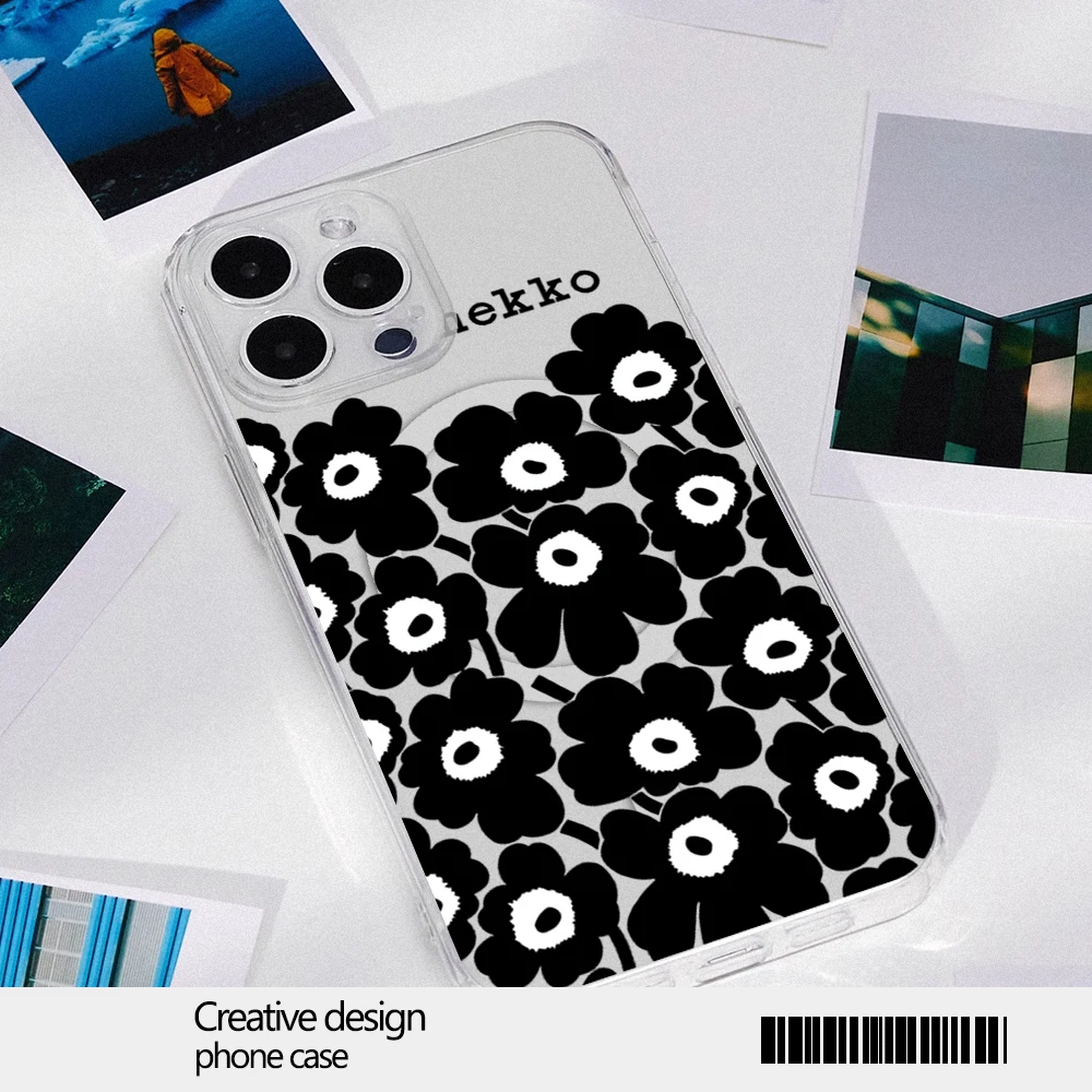 Maris Mekko Flower Design Phone Case for iPhone 12 11 13 14 15 16 Max Pro Plus Magsafe Magnetic Wireless Cover