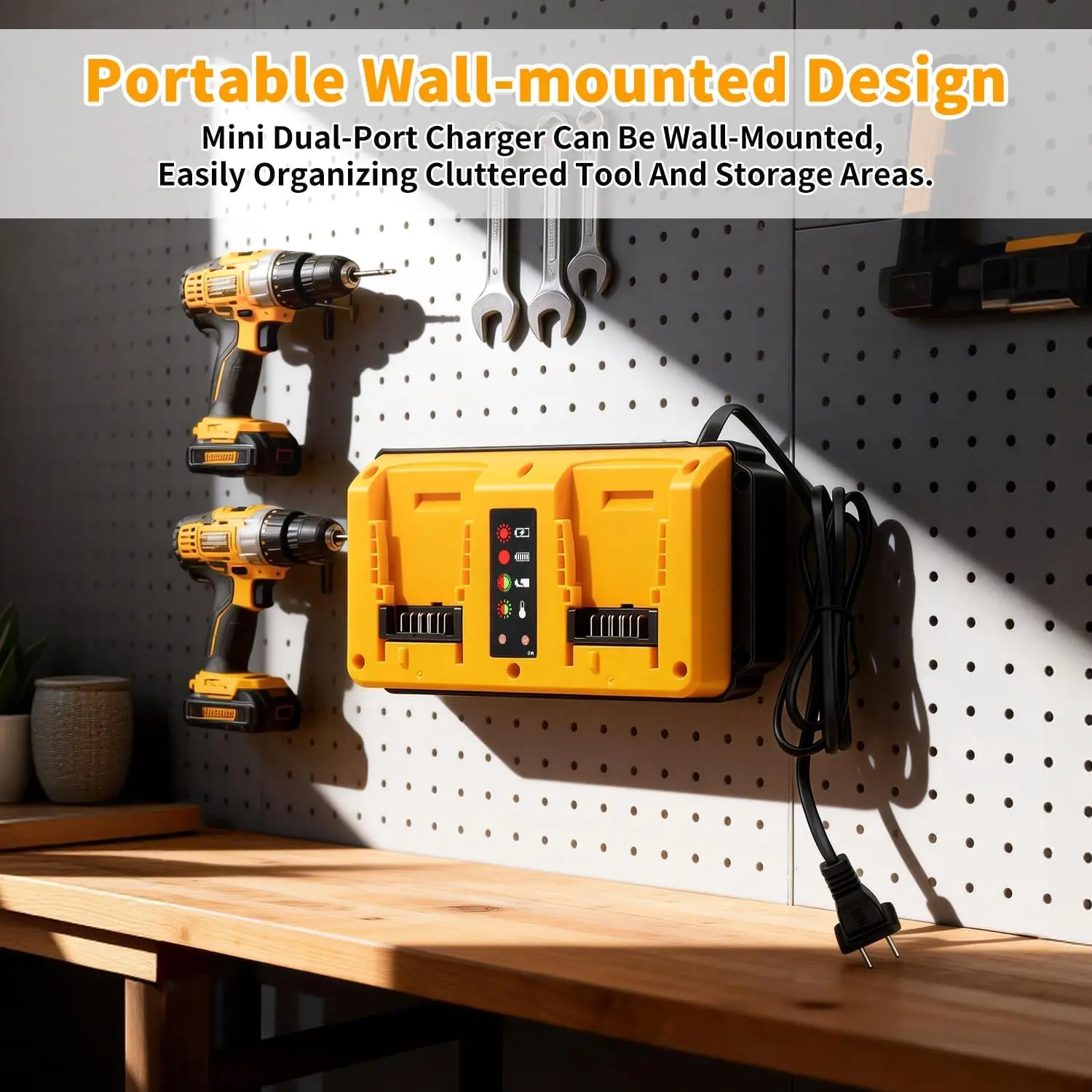 Dual Port Replacement Charger Station – for Dewalt 14.4V-20V Max Batteries, Fast Charging Tools Battery Charger
