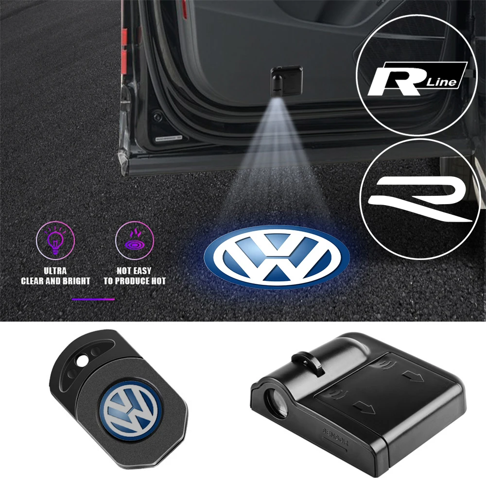 Car Door Badge Welcome LightsHD Wireless Projector LampsFor Volkswagen VW Rline R Beetle Touareg Tiguan Golf Polo Passat Jetta