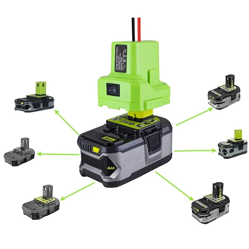 Adaptador de rodas elétricas para ryobi 7.2v-20v lítio ni-mh bateria doca conector de alimentação 14 awg diy adaptador ferramentas p108 p107 p102