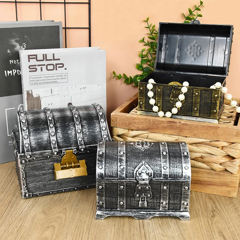 

Pirate Treasure Chest Decorative Treasure Chest Keepsake Jewelry Box Plastic Toy Treasure Boxes Party Decoration Supplies