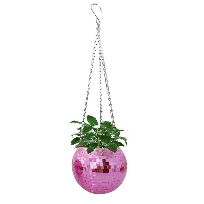 Disco Ball Planter Silver Mirror Ball Planter Mirror Planter Hanging Planters Flowers Planter Plant Pot For Indoor Plants 6-inch