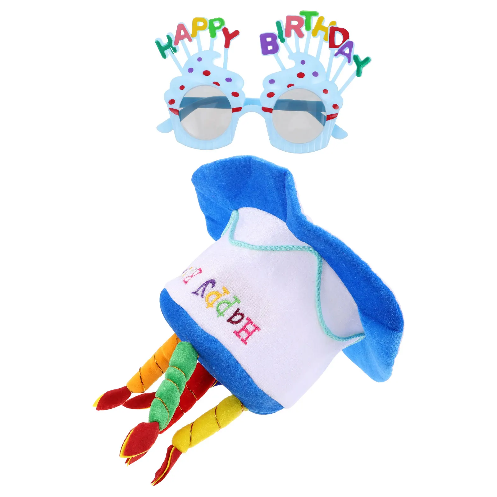 

1Set Birthday Hat and Glasses Cake Design Funny Party Props Photo Booth Decorations Novelty Sunglasses Happy Birthday