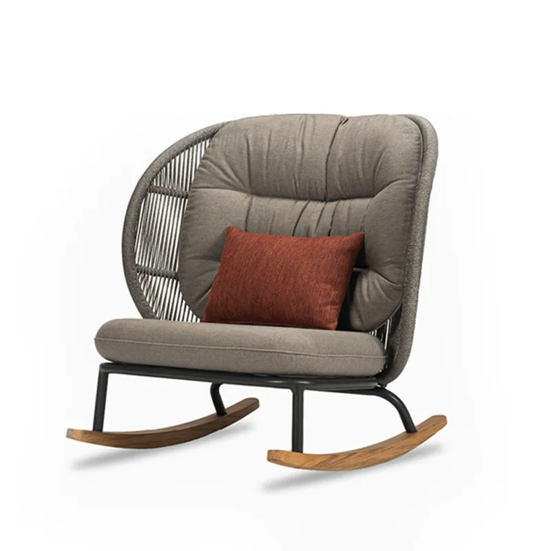 

Nordic outdoor open-air courtyard leisure rattan sofa outdoor villa garden homestay waterproof sunscreen rocking chair furniture