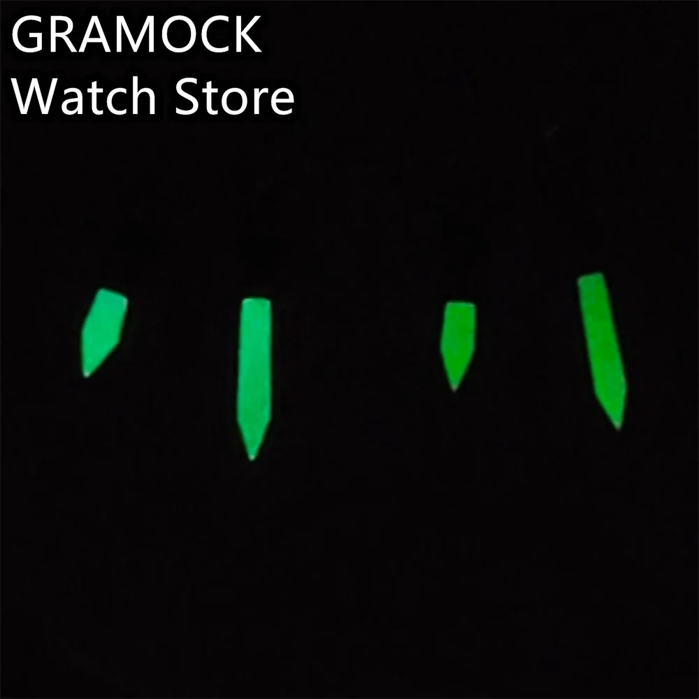 GRAMOCK Black white watch hands green luminous hands fit NH34 NH35 NH36 NH38 NH39 NH70 NH72 Movement