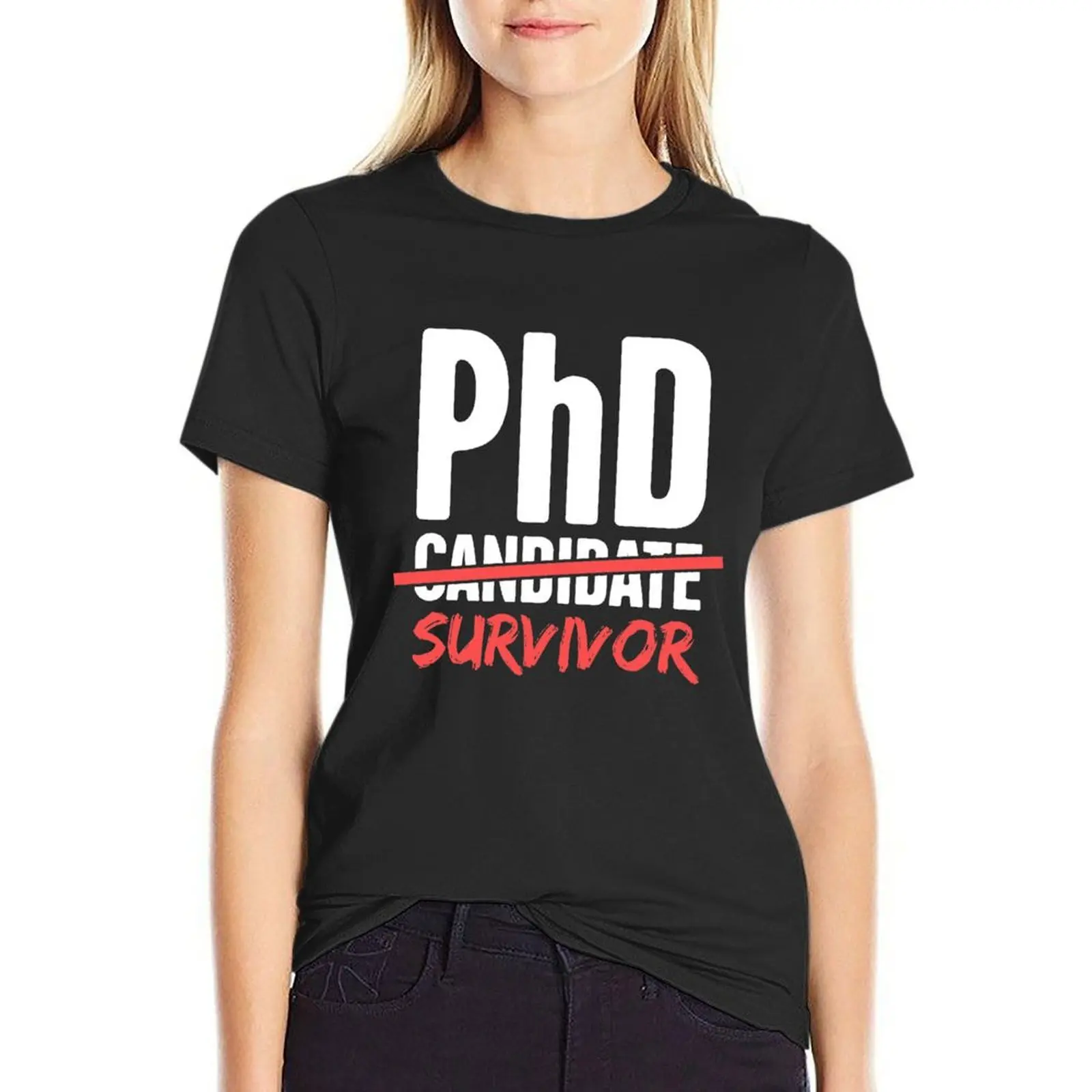 Phd Kandidat Überlebender T-Shirt Sommer Top Tops Sommerkleid ung T-Shirts Tops Frauen