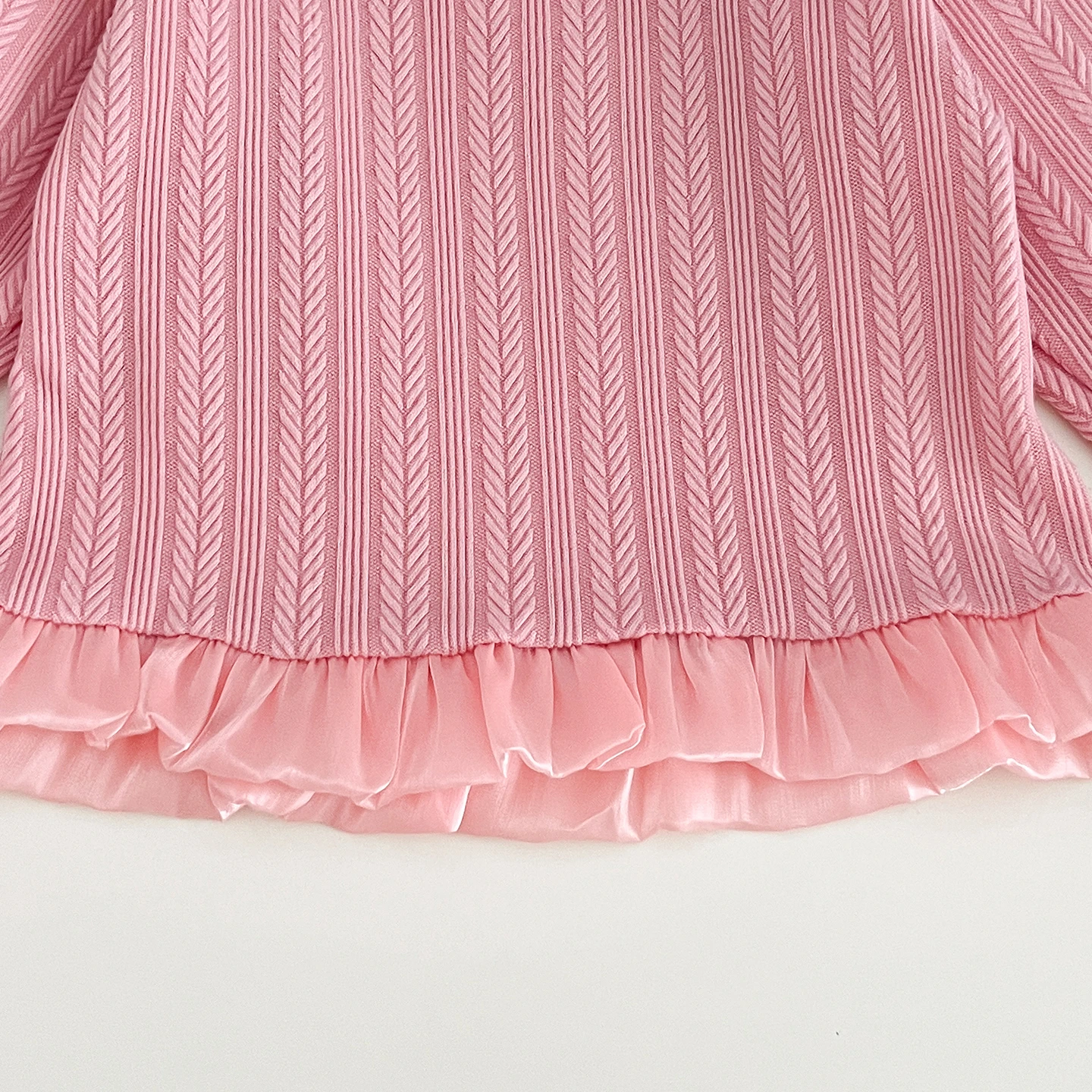 Kinderkleidung Mädchen Herbstmode Strukturiertes Langarm-Spitzenoberteil Schlaghose 2-teiliges Set Kinder Alltags-Freizeitkleidung – Detail 6