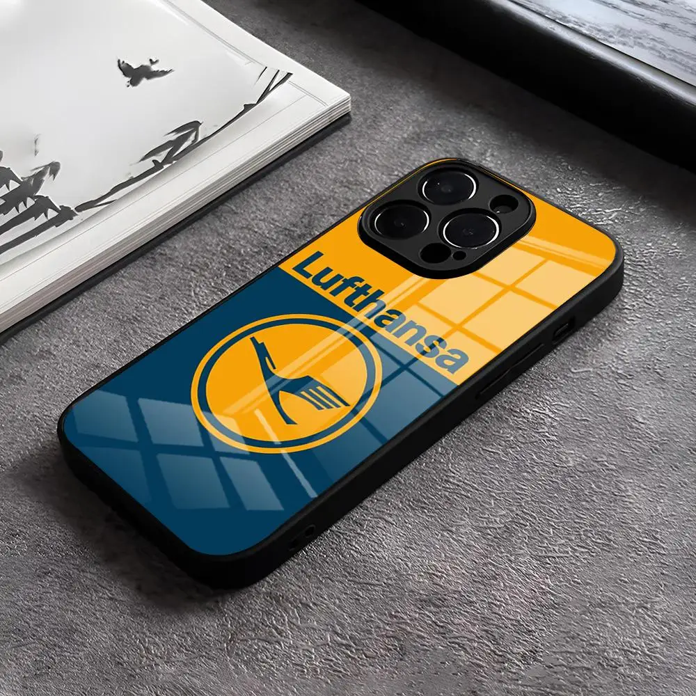 Lufthansa Handyhülle für iPhone 17 Pro Max 15 14 Pro 12 11 13 Mini X XR XS 16 Plus SE Glascover