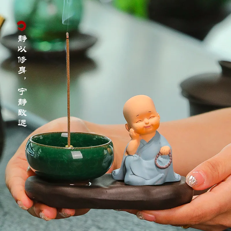 Chinese Style Zen Little Monk Incense Burner Tea Room Yoga Studio Aroma Furnace
