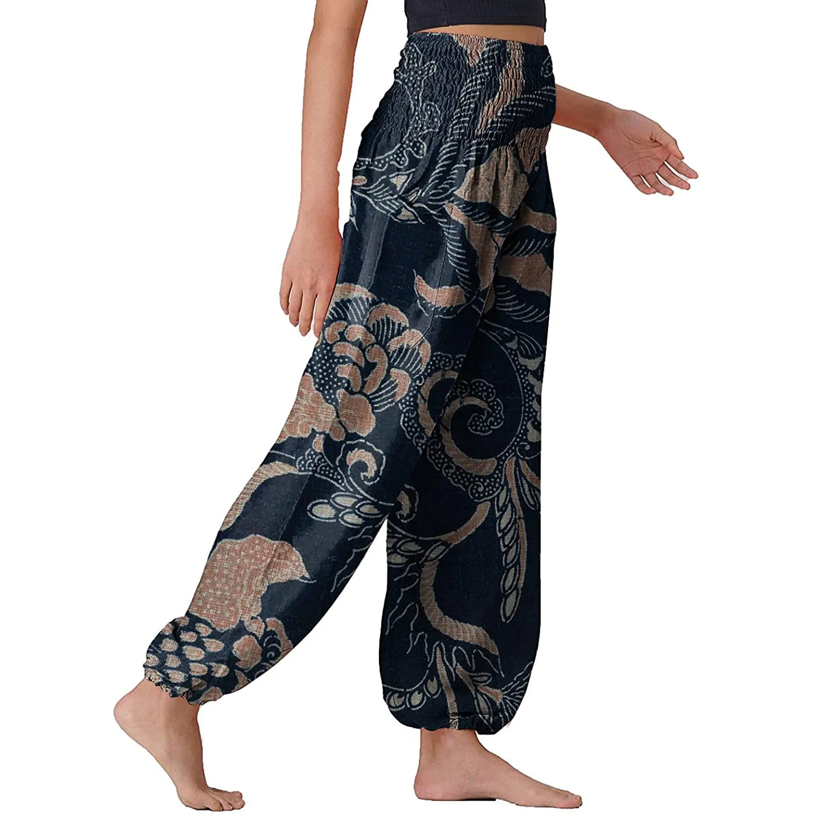 Boho Comfy Women\'s Boho Pants Pajama Pajama Yoga Pants Ruched Butt Seamless Yoga Pants with Pockets Hot Yoga Pants for Women