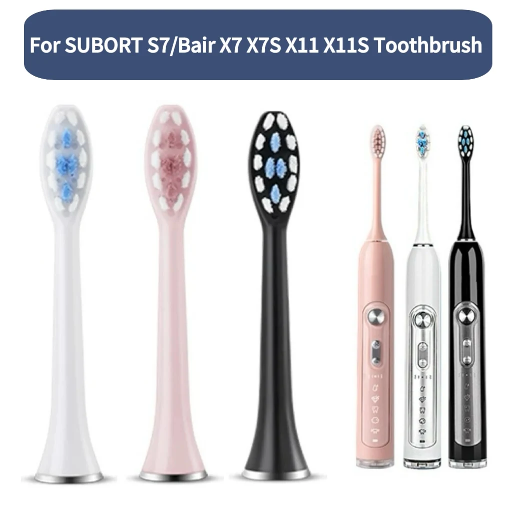 8PCS Replacement Toothbrush Heads for SUBORT S7/Bair X7 X7S X11 X11S Electric Toothbrush Accessories Nozzles Bristles white