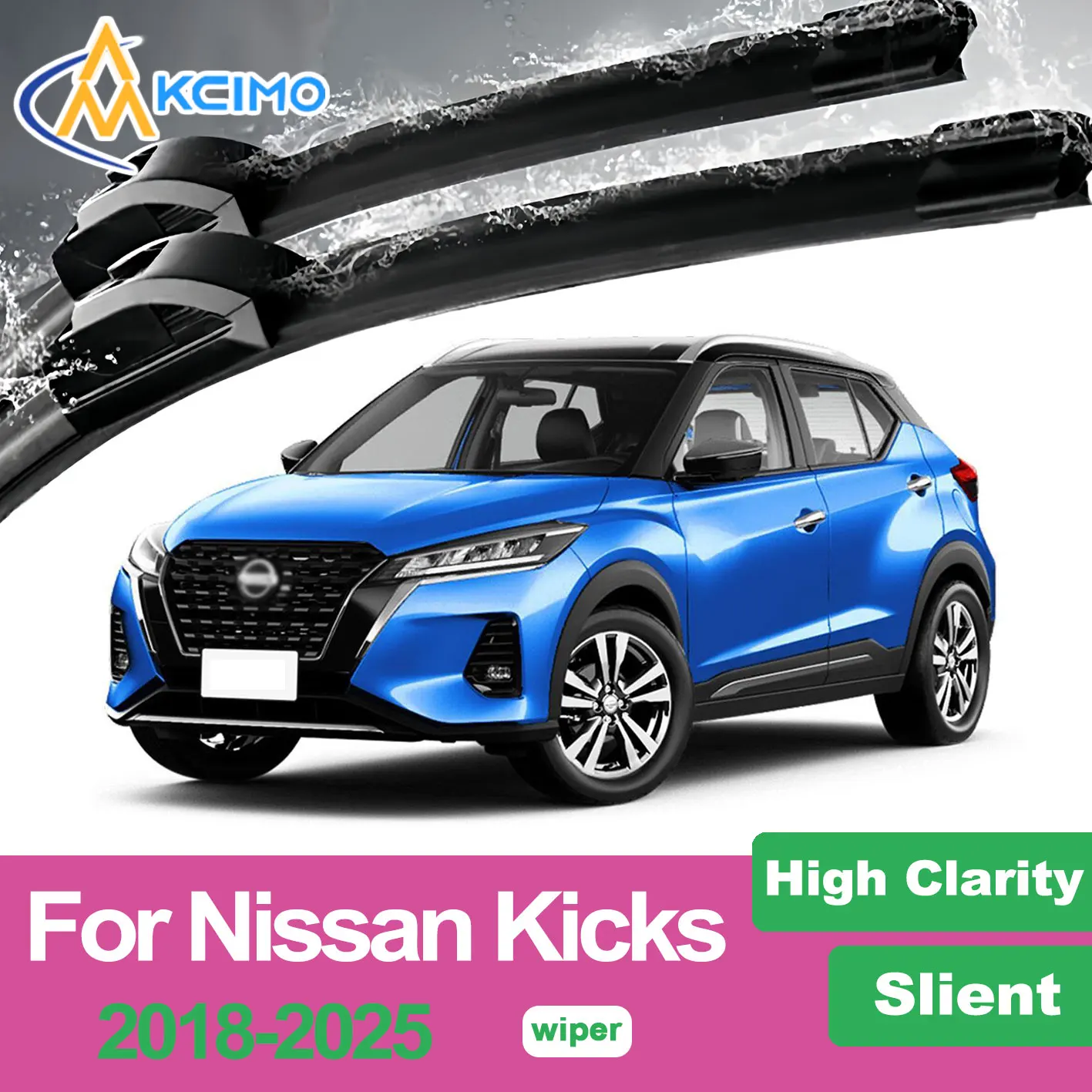 

Silent Windshield Wiper Blades Compatible with Nissan Kicks 2018-2025 Noiseless Universal Fit Effective Rain Brush