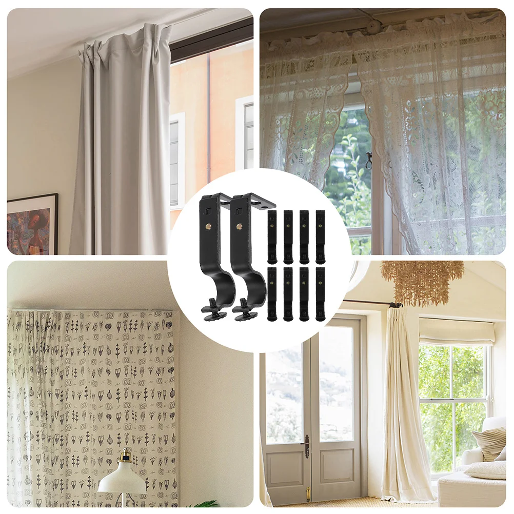 

10Pcs Curtain Pole Bracket Metal Holders Use Rigorous Process Selected Iron Materials Delicate Design Study Room