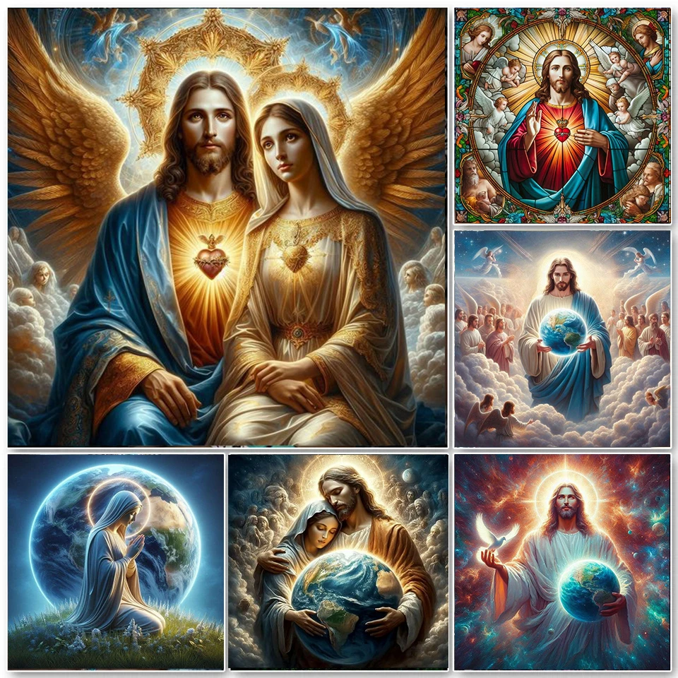 

Алмазная картина Мозаика Иисус Дева Мария Полная квадратная/круглая вышивка крестиком Религия Домашний декор