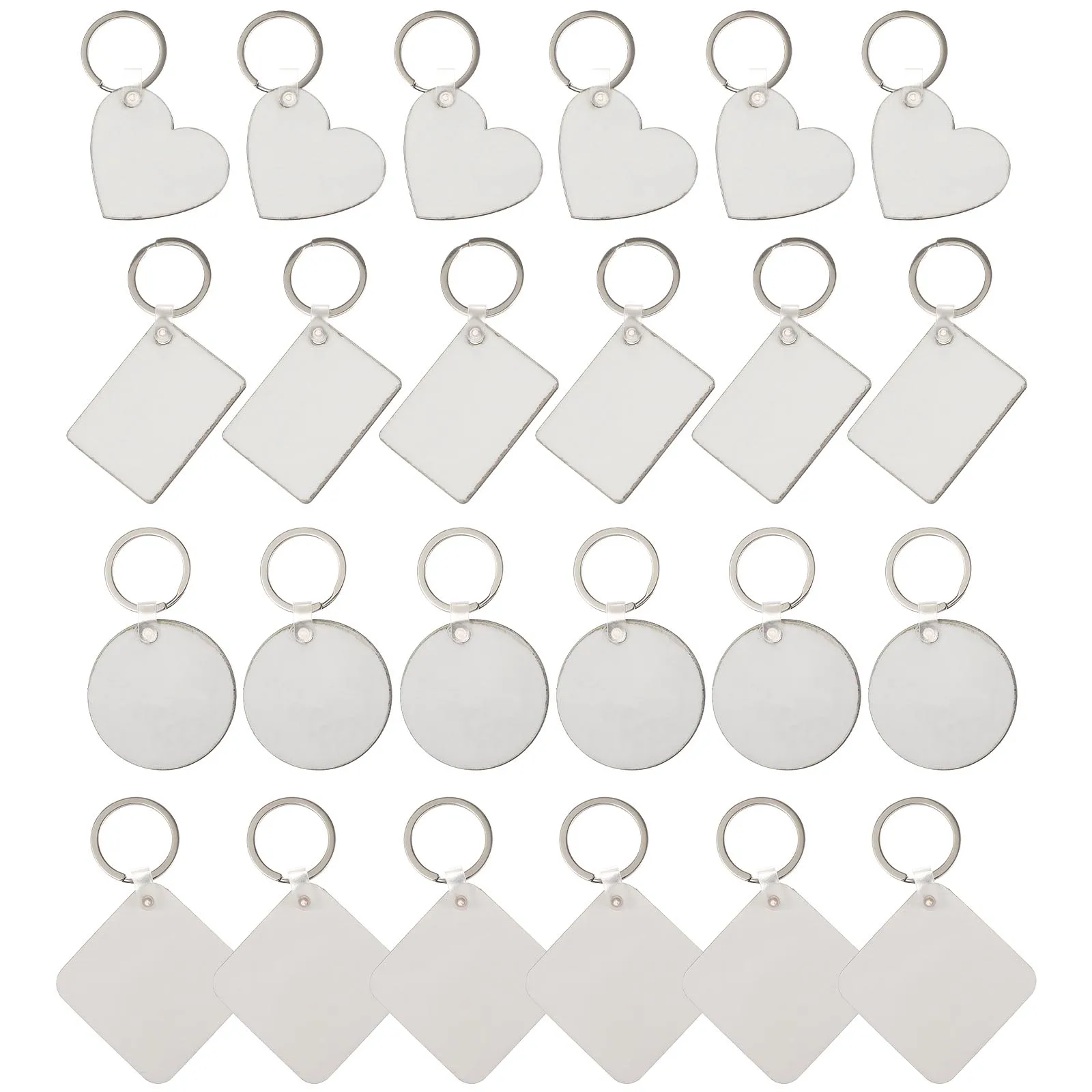 

36pcs Sublimation Blanks Metal Keychains DIY Heat Transfer Key Ring Set for Custom Design Tassel Car Keychain Birthday