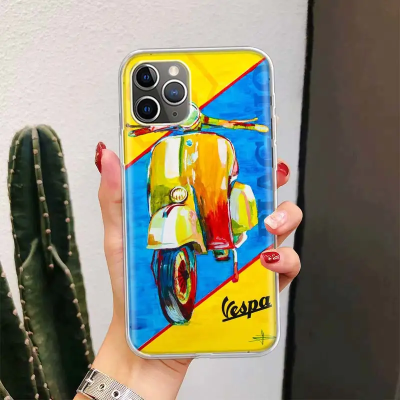 Vespa Scooter Motorcycle For iPhone 16 15 14 13 12 11 Pro Max Phone Case X XS XR 7 Plus Print 8 SE Apple Fundas Cover Coque 11 1