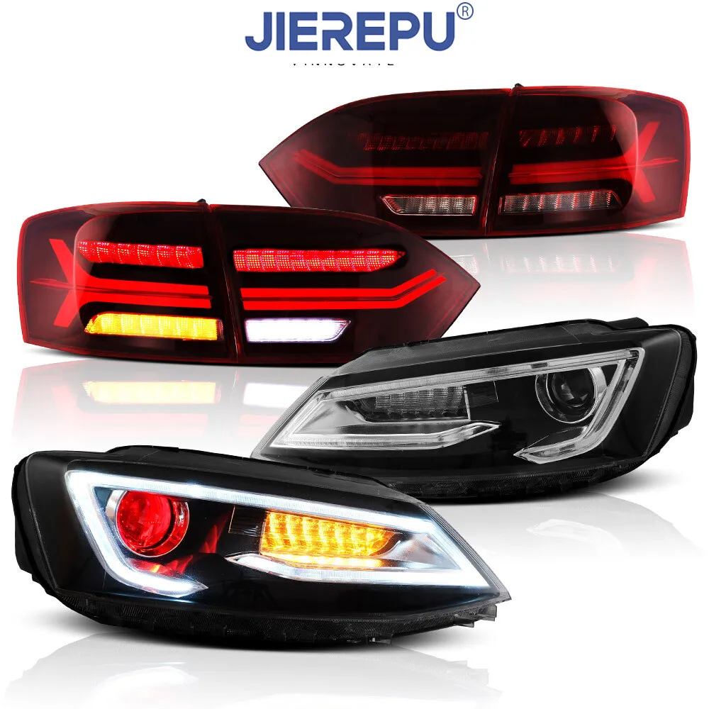 

1Pair Turn Signal LED Headlights + LED Tail Light For VOLKSWAGEN VW Jetta 2011-2014 Red Eyes