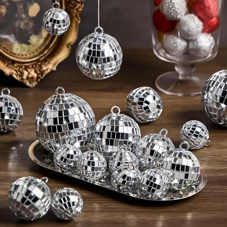 1/5/10/20/50/100pcs Hanging Mirror Disco Ball Decorations/Multicolor Silvery Mini Glass Disco Balls/70S Disco Party Supplies/Car