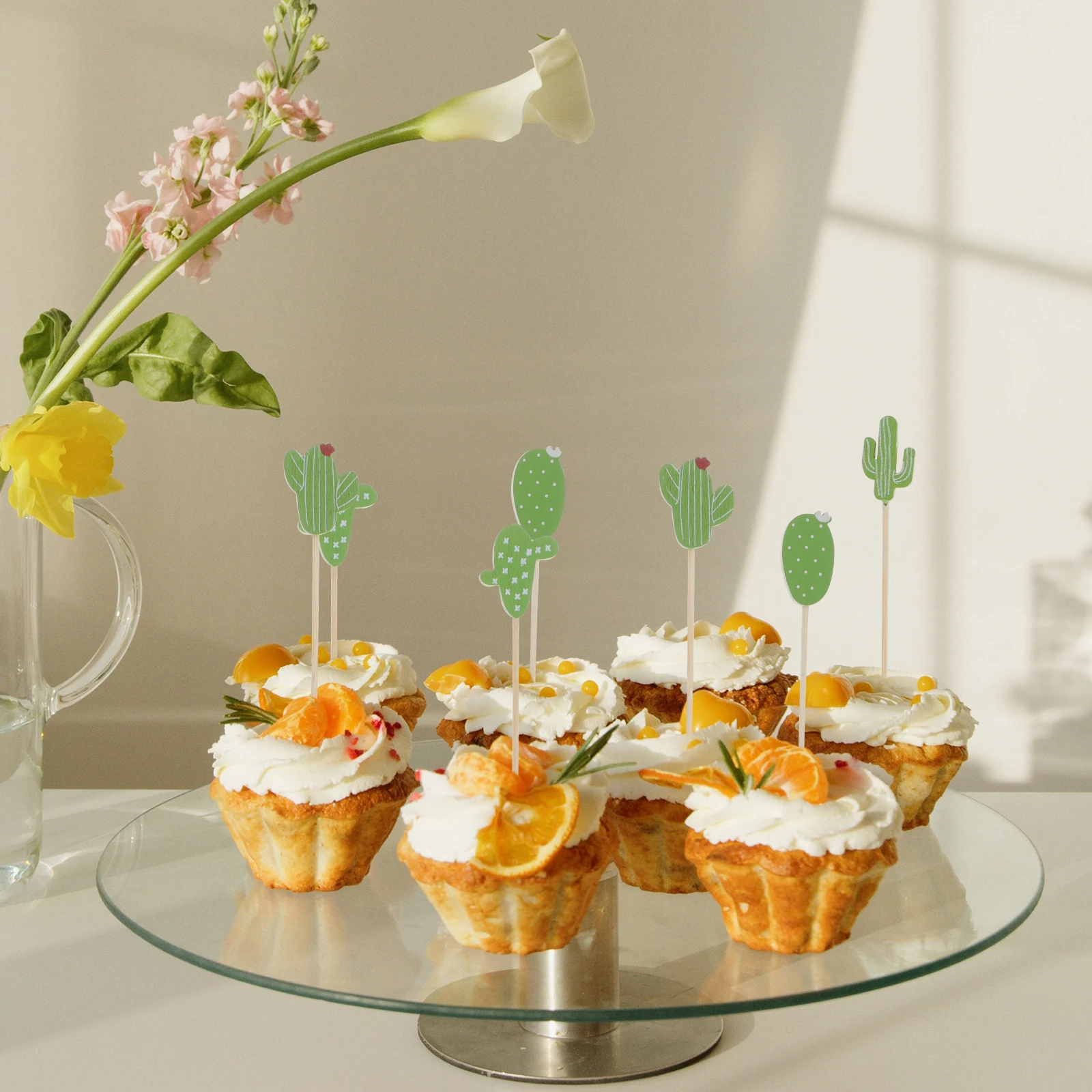 

100Pcs Fruit Picks Cactus Design Wooden Disposable Food Sticks for Party Cocktail Appetizer Serving Decorative Snack Sticks