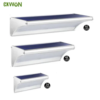 Lâmpada solar externa 60/48/24led, à prova d'água, sensor de movimento, luzes de parede solares, liga de alumínio, segurança doméstica, holofote solar, 6000mah