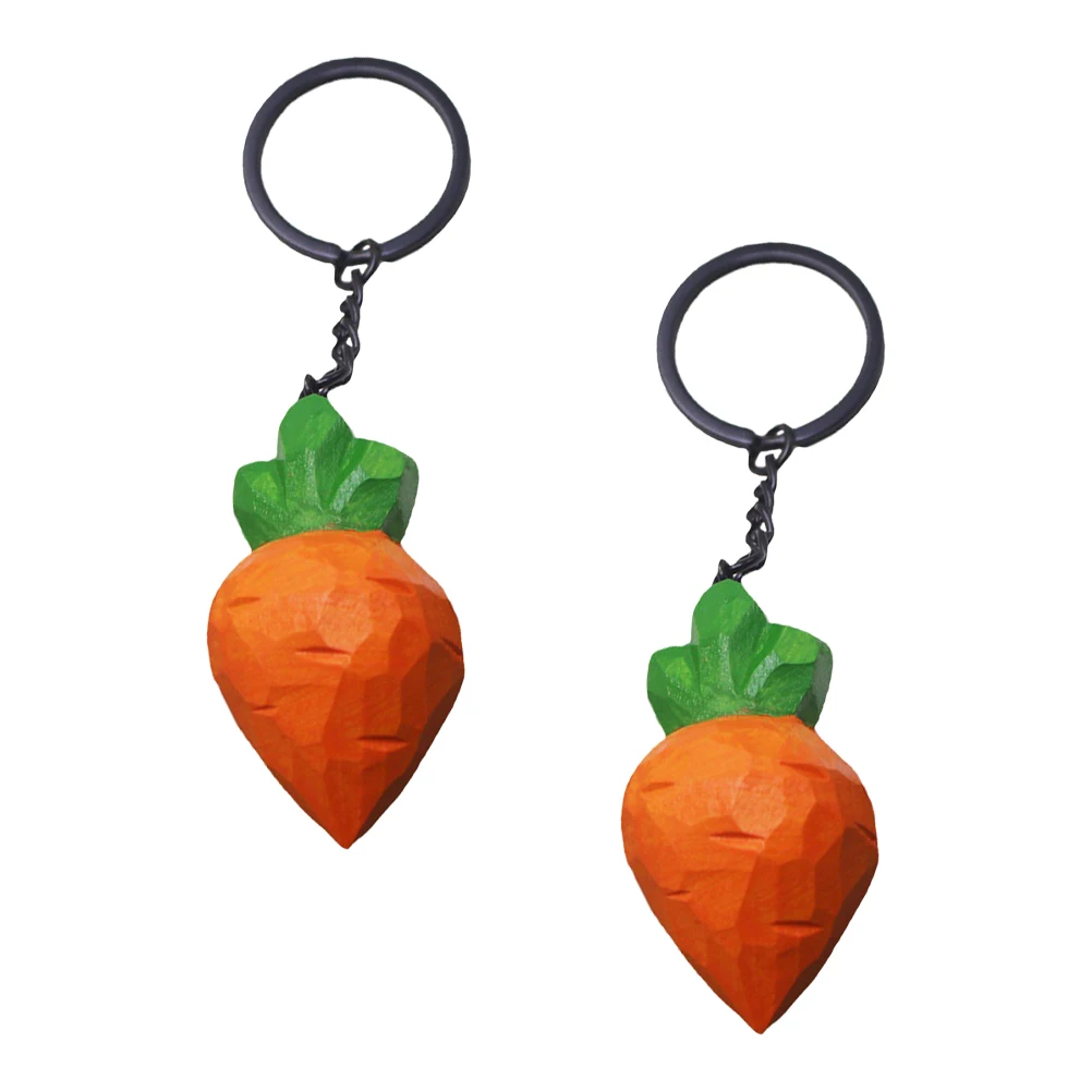 

2pcs Carrot Wooden Alloy Keychain Pendant Lightweight Decorative Key Decoration Design for Bag Charms Key Accessories
