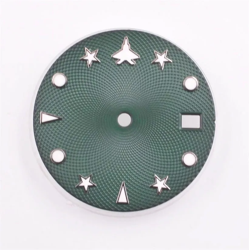 29mm Luminous Dial Suitable For NH35 NH35A Movement Gray White Green Blue Airplane Pattern Dial Watch Accessories