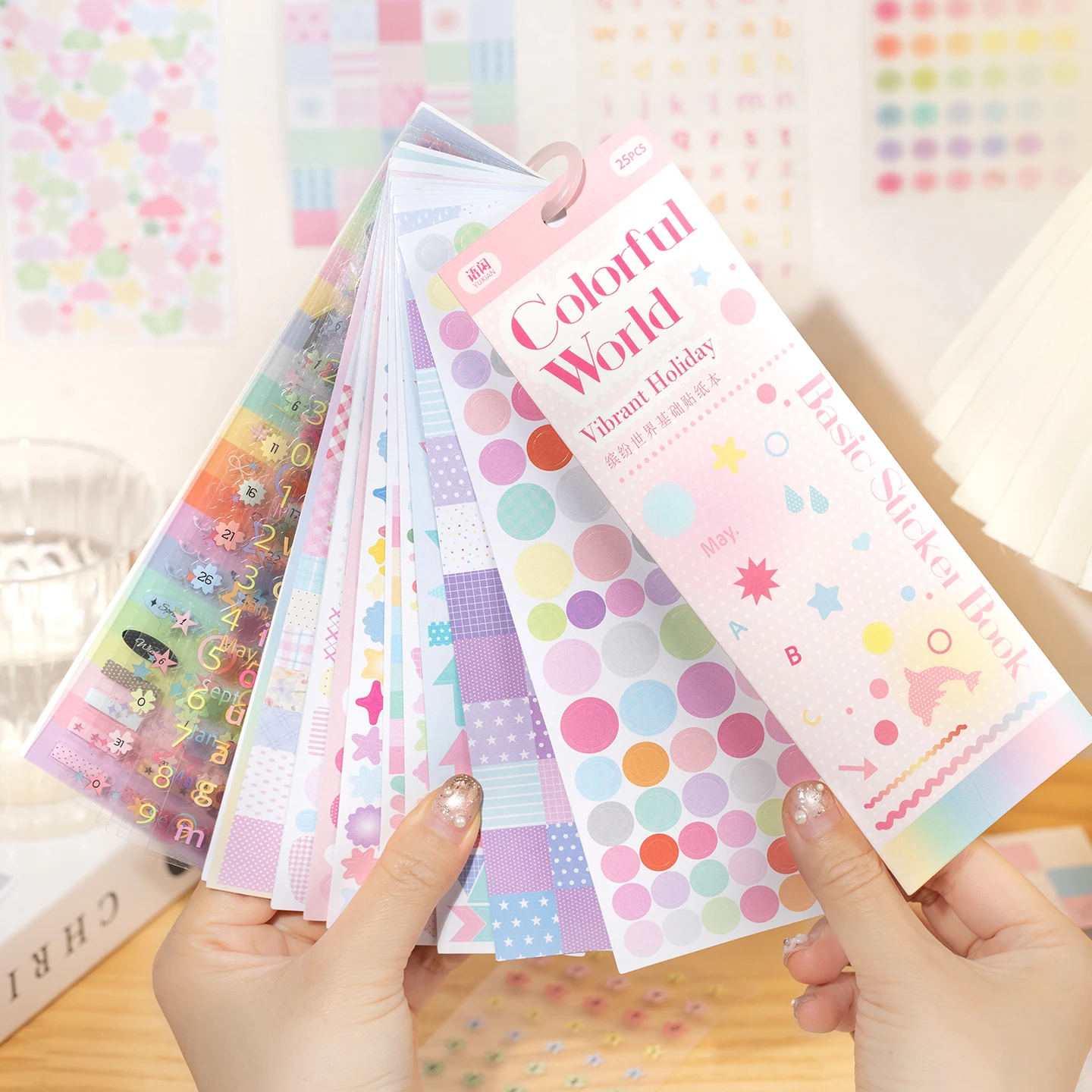 

Journal GO 25pcs Colorful World Basic Sticker Book for Journal Calendar Album Postcard Decoration Scrapbook Planner diy Decals