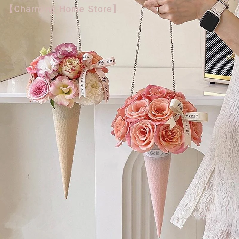 【M】Ice Cream Cone, Fresh Flower Packaging Paper, Thickened Cardboard, Fresh Flower