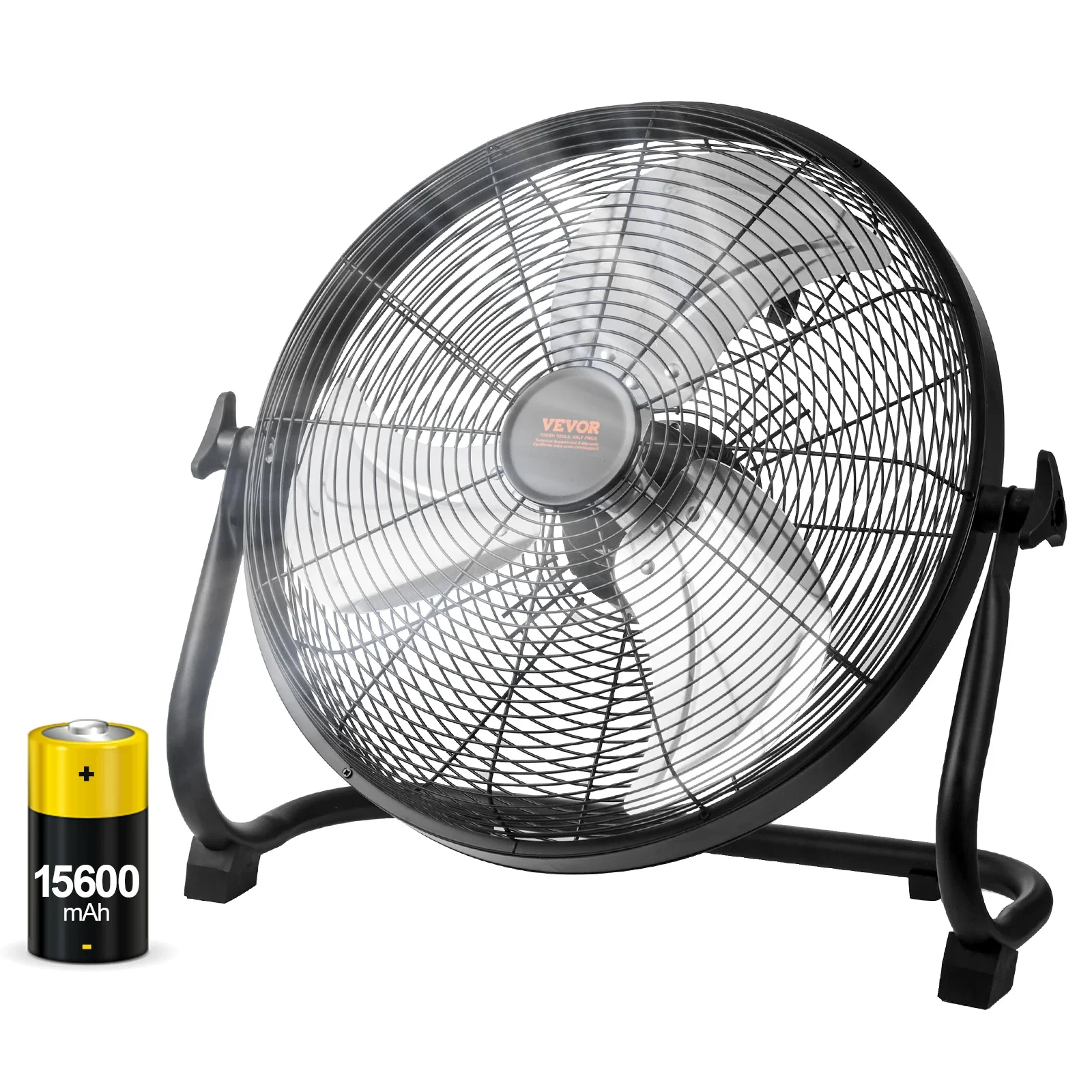 무선 팬 16인치, 가정용 또는 사무실용 휴대용 조용한 개인용 팬, 360도 수동 회전 헤드, 무단 변속 조절