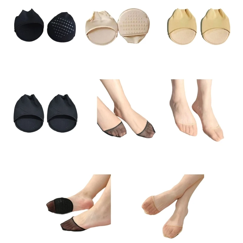 

1 Pair Forefoot Pad for Women High Half Insoles Absorbs Shock Sheer Mesh Socks No Show Invisible Toe Cover Inserts