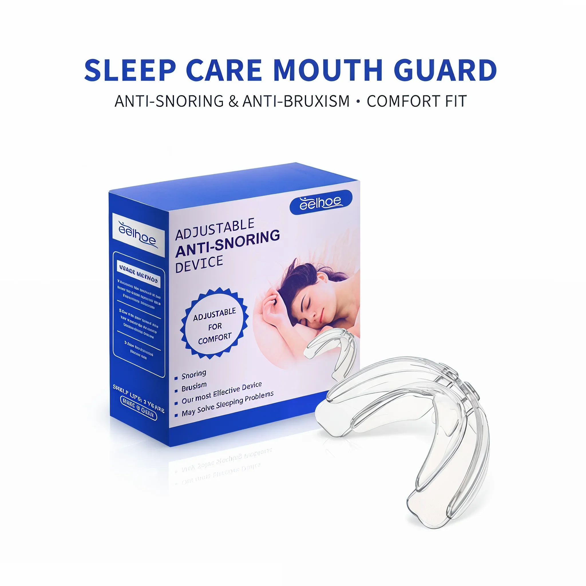 EELHOE Adjustable Anti Snoring Mouth Guard Anti Bruxism Teeth Grinding Mouthpiece Stop Snore Sleep Apnea Protector Improve Night