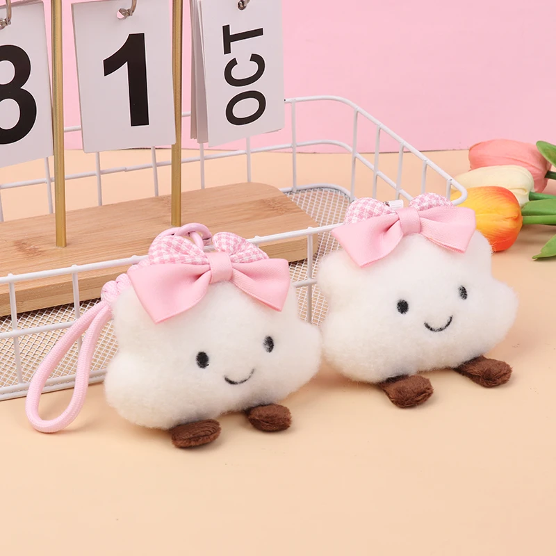 Leuke Boog Wolken Pluche Sleutelhangers Kawaii Cloud Gevulde Pop Sleutelhanger Meisjes Tas Hanger Rugzak Opknoping Decor Autosleutel Accessoires