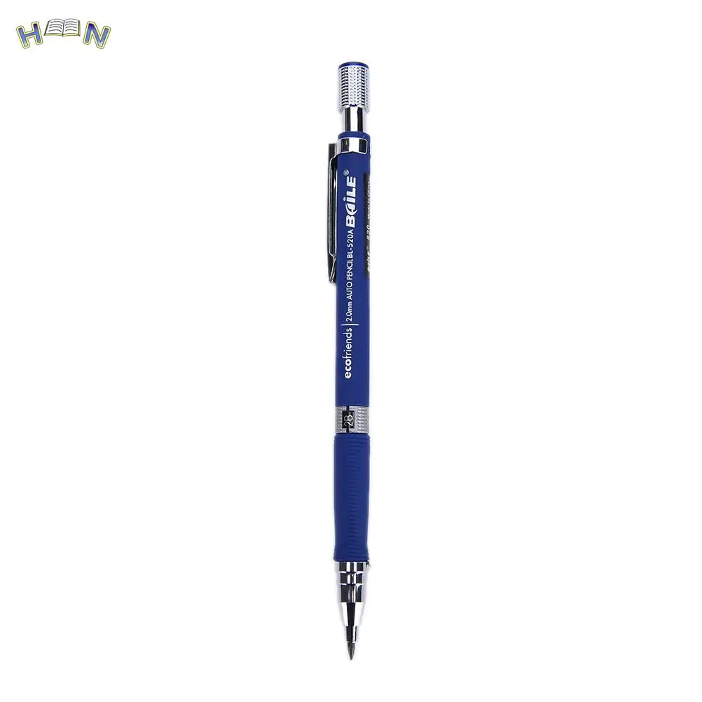 2B pensil mekanis pena penyangga timah hitam biru 2.0mm pensil gambar rancangan untuk sketsa alat tulis kantor sekolah