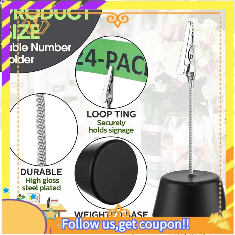 Latest-24 Pcs Place Card Holder Photo Memo Clips With Clamp Wooden Base Table Number Holder, For Menu Wedding Party Decoration