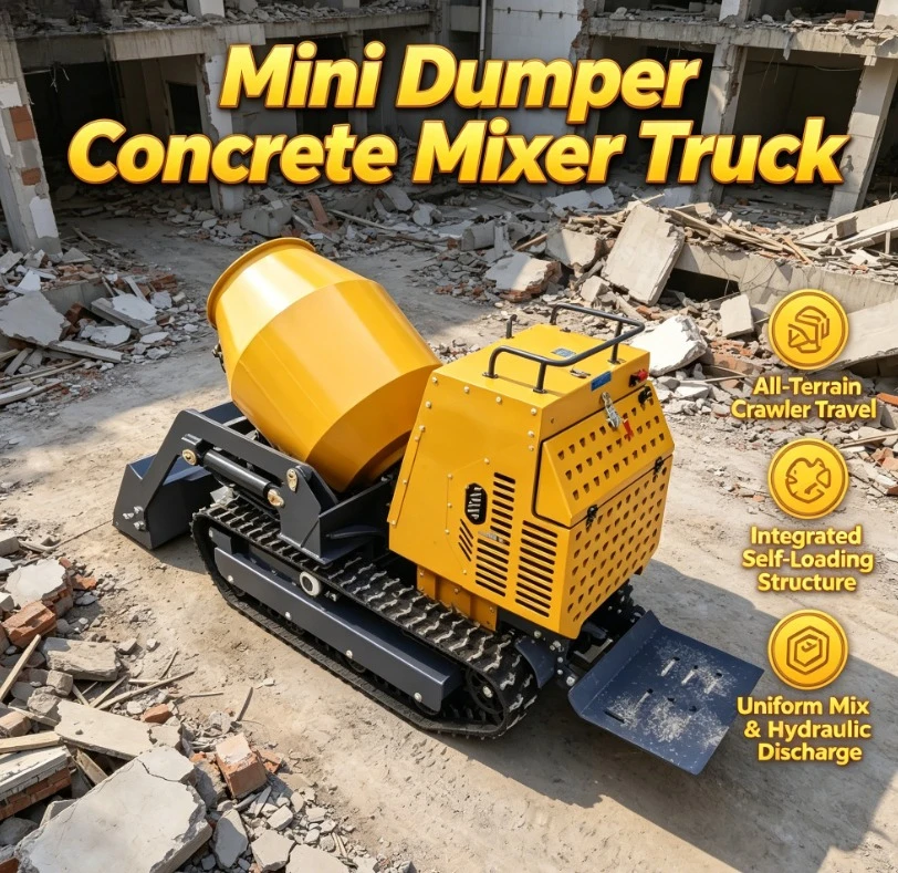 Customized High Efficiency Mini Concrete Mixer Portable Dumper With Track Drive Engine Pump Made With High Efficiency Motor Whol