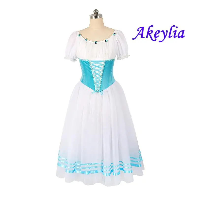 

Blue white romantic ballet dress girls Giselle Variations professional dress performance ballet costumes Double row hook JN9128