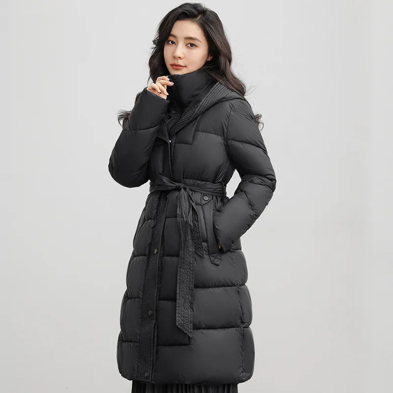 2023 neue Taille-cinching Mid-länge Verdicken Weibliche Baumwolle Gefütterte Parkas Frauen Winter Mantel Jacke Warme Unten Baumwolle parkasOvercoat