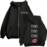 Cantante TINI STOESSEL FUTTURA Tour 2025 Sudadera con capucha con cremallera hombres mujeres moda Harajuku chaqueta sudadera Vintage de gran tamaño con cremallera con capucha
