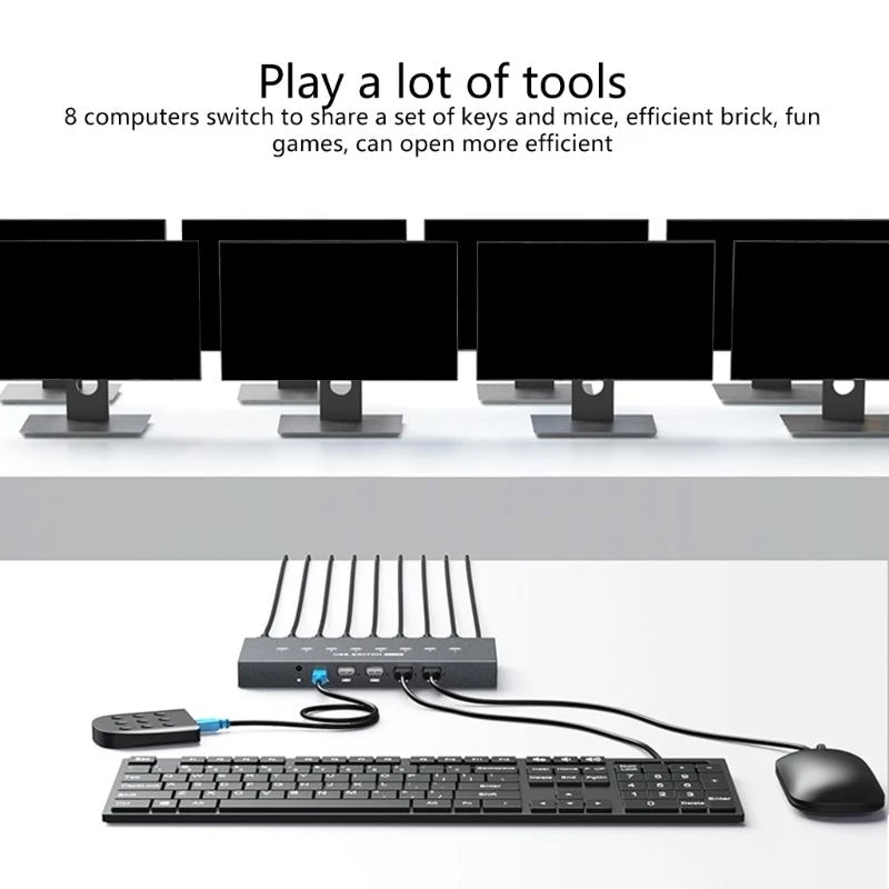 

USB Switching Selectors KVM Hubs Adapter 8 PC Sharing USB2.0 Printer Share Device