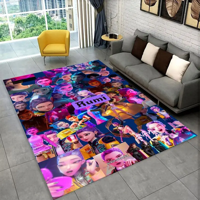 KPop D-Demon H-Hunters S-Saja Cartoon Non-Slip Area Rug for Living Room Bedroom Playroom,Carpet Floor Mat for Home Decor Holiday