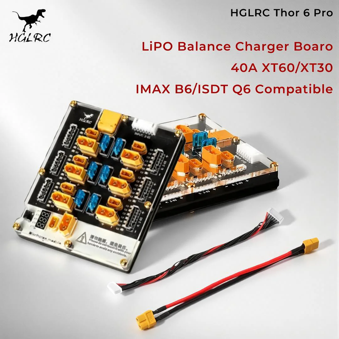 

HGLRC Thor 6 Pro 40A LIPO Balance Charger Board XT60 XT30 Plug 2-6S LIPO Discharger for IMAX B6 ISDT Q6 Nano HOTA D6 Pro P6 FPV