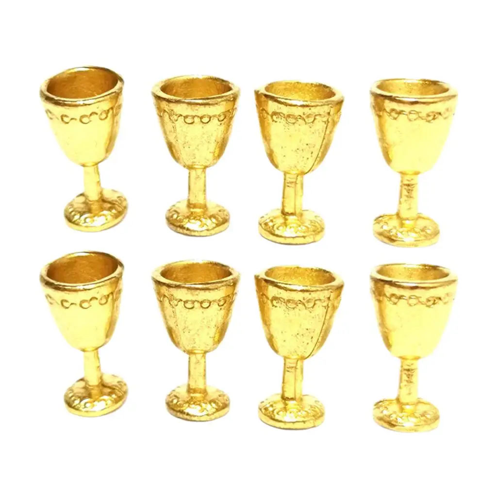 8 Pieces 1/12 Dollhouse Champagne Cup Goblet Model Kits food Pub Decor