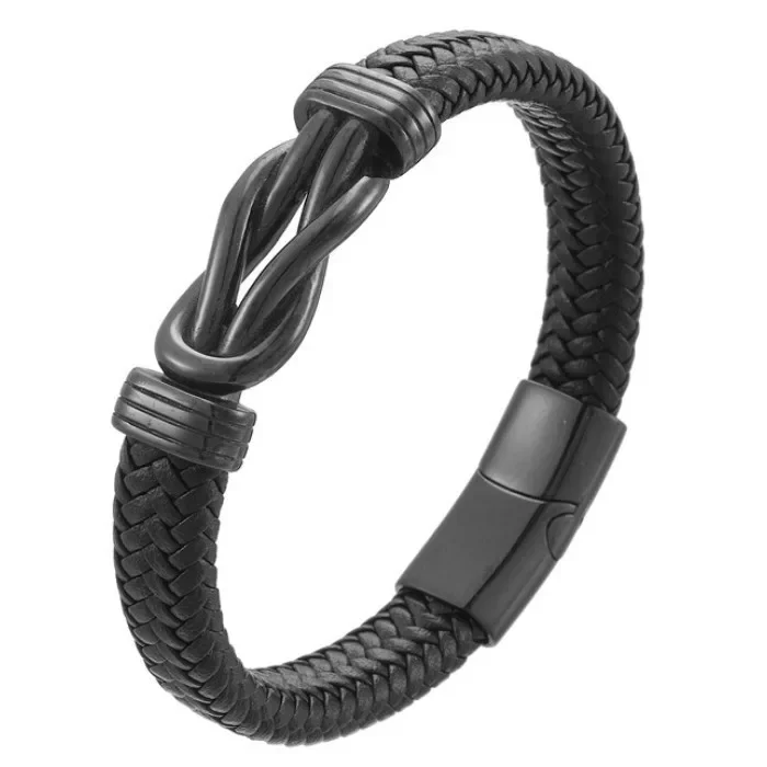 Punk Retro Harajuku Sweet Simple Fashionable Individuality Tide Gentleman Hand knitting Twist Leather Wristband Bracelet