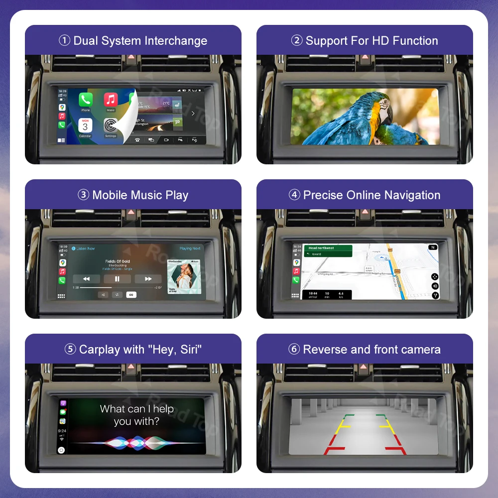 Carplay اللاسلكي لاند روفر/جاكوار/رينج روفر/إيفوك/ديسكفري نظام هارمان 2016-2018 مشغل سيارة ملاحة الوسائط المتعددة #5