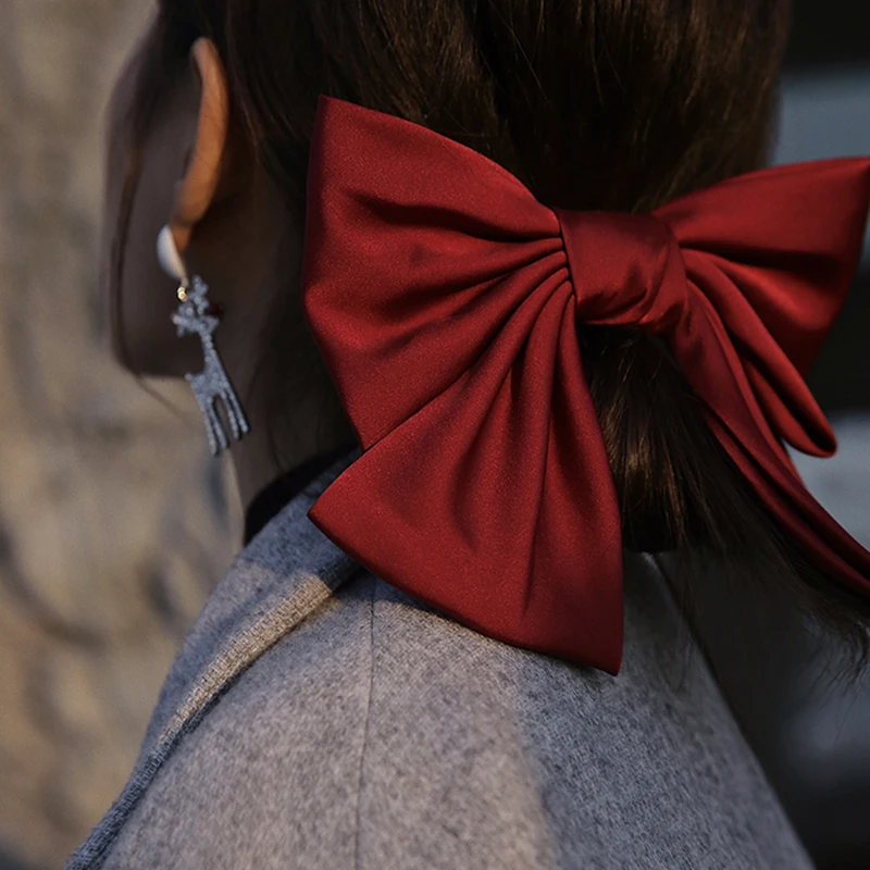 Women Chiffon Big Bowknot Hair Clips Ribbon Hairpins Scrunchies Barrettes Bows Headband Hairclip Girls Hair Accessories