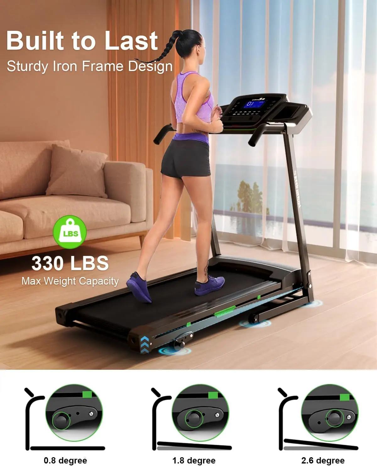 

Folding Treadmill with Adjustable Incline, 3.5HP Foldable Treadmills for Home, 330LBS Weight Capacity, Walking Pad Walking